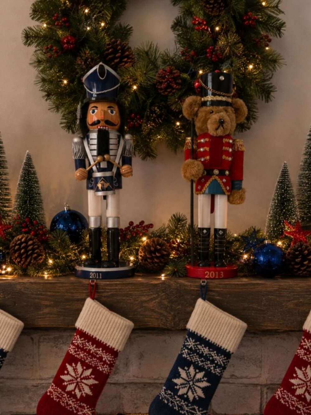Holiday Solider Bear (2013) and Soldier Drummer (2011) Nutcrackers - Set of 2